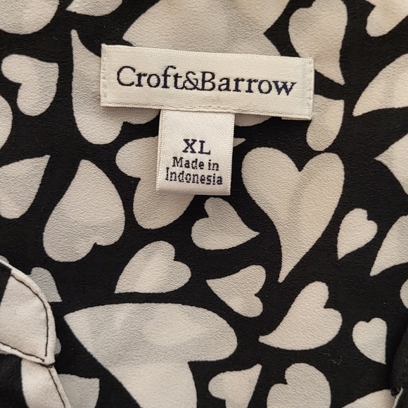 Croft & Barrow Navy & white button down heart blouse size XL - Picture 5 of 5